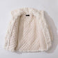 Winter Lamb Velvet Fur Coat Female Stand-up Collar Mid-length Lazy Style Horn Button Imitation Rex Rabbit Fur Coat