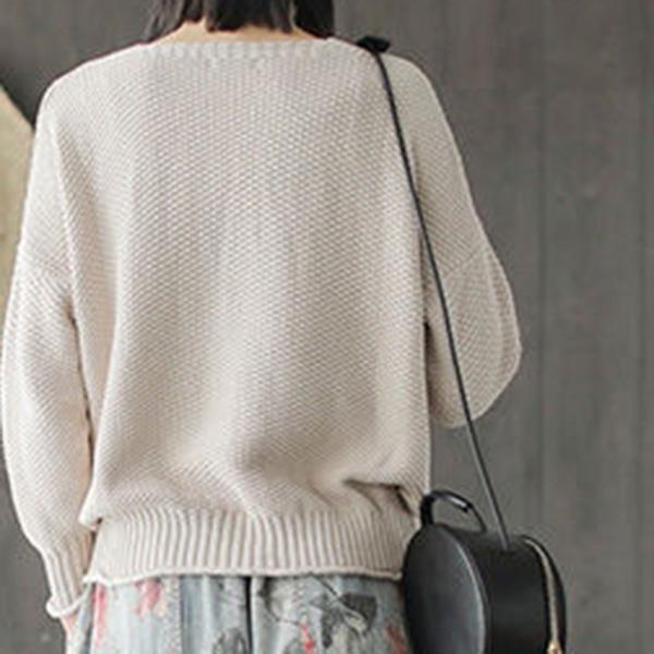 Spring and Autumn Plus Size Women's Lazy Style Knitted Cardigan Jacket Loose Literary Buttons Casual Sweater