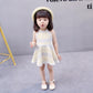 Girls' Summer Korean Style Dot Bohemian Dress Round Neck Sleeveless Dress Lace Cute Baby A-line Skirt