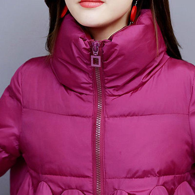 Large Size Cotton Padded Jacket Women's Winter Cloak with A Word Temperament Korean Version of Wild Thick Padded Jacket Mid-length