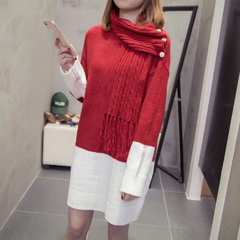 Mid-length Autumn and Winter Sweater Striped Pattern Casual Pullover Top Loose Casual Women's Jacket
