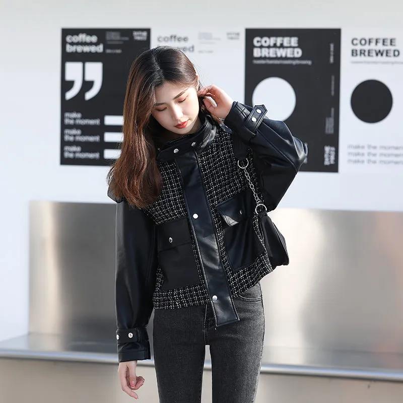 Women's Leather Jacket 2021 Short Student Korean Style Loose Autumn Coat