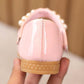 Girl's Soft Soled beads Decoration Breathable Single Shoes Girls' Non Slip Solid Color Princess Shoes