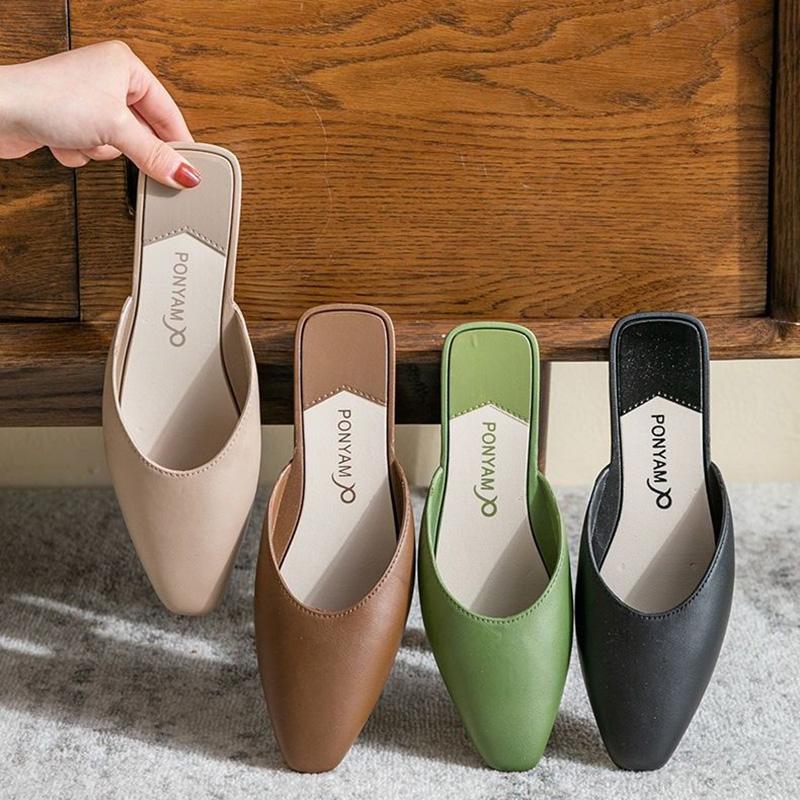 WTEMPO Slippers sandals Women Wrap toe Low-heeled Kick Lazy Flip Flop Beach Bedroom Home Go Out