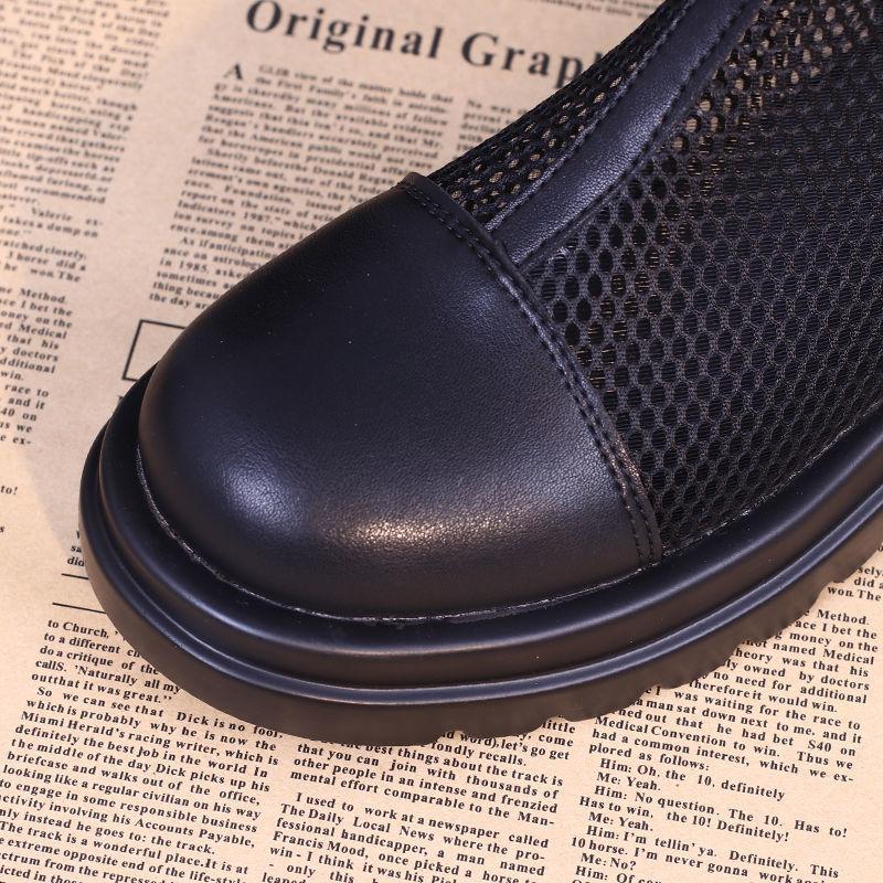 High Quality Women's Summer Platform Ankle Boots Korean Version of British Style Thin Mesh Sandals All-match Breathable Boots