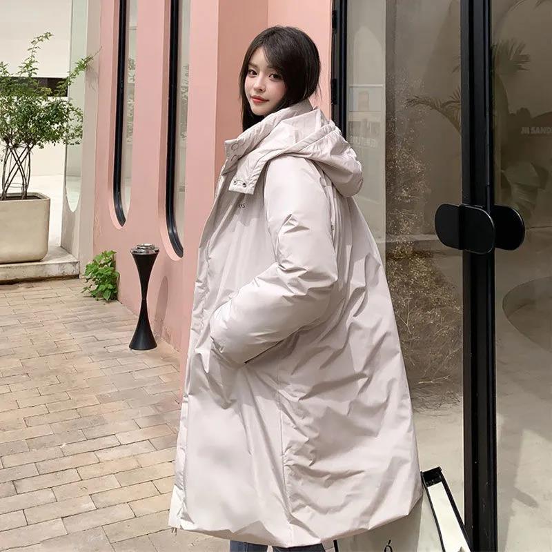 Down Padded Jacket Women's Winter Mid-length Korean Style Padded Jacket Parker Thick Bread Jacket Loose Padded Jacket