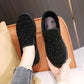 Rhinestone Plush Shoes Women's Winter Outer Wear Fleece Thick Bottom Black Low-top Warm Cotton Shoes
