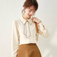 Spring and Autumn Streamer Shirt Inside and Outside Wear Shirt Sweet Puff Sleeve Top Women
