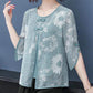 Women's Summer Embroidered Short Sleeve T-Shirt Round Neck Loose Print All-match Top