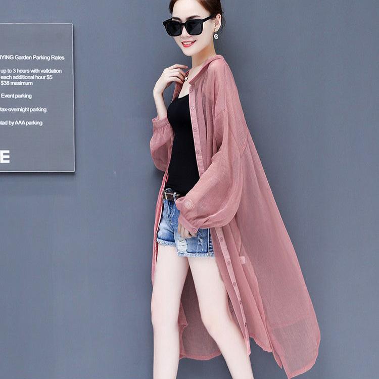 Chiffon Cardigan Women's Sun Protection Clothing Sun-Dress Mid-length Plus Size Shawl Loose Outer  Thin Coat Beach