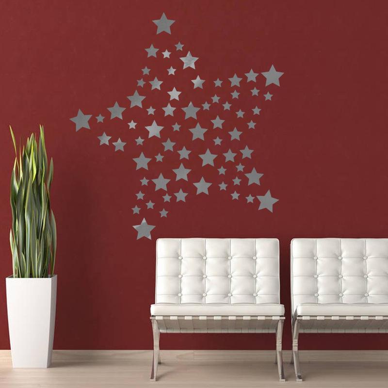 Bronze Silver Stars Bedroom Children's Room Star Decoration Glass Cabinet Free Wall Sticker