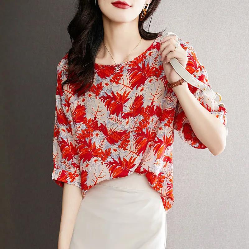 Women's  Summer Lace Bottoming Shirt Short Sleeve Round Neck Loose Top