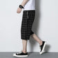 Cropped Pants Men's Summer Thin Section Plaid Shorts Korean Version of The Trend Straight Casual Pants Plus Size Fat Sports Pants