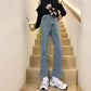 WTEMPO Women's Jeans Loose and Slim Wide Leg Straight  Denim Big Pocket Trousers Button Split