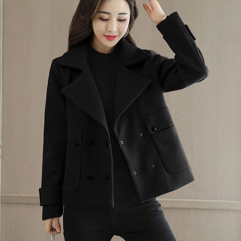 Woolen Jacket Women's Short Autumn and Winter Jacket Women's Solid Color Casual Coat