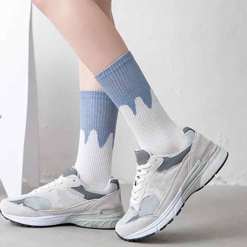 Five Pairs of Women's Socks Korean Fashion Plaid High Socks Autumn and Winter Retro Wild Pile Socks