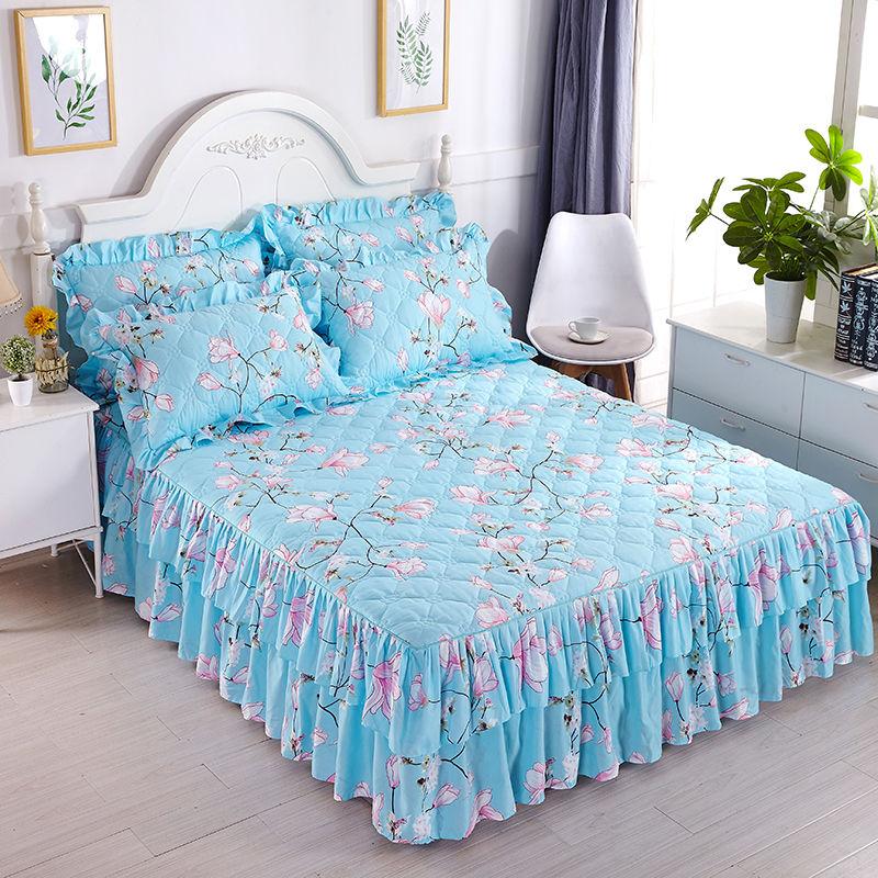 3pcs/set  Korean Style Princess Wind Bed Skirt Bedroom Thick Cute Bed Sheet Large Double Cotton Bed Sheet