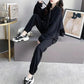 2PCS Women's Autumn Leisure Sports Sweater Suit Two-Piece Zipper Cardigan + Sweatpants Ladies Loose Fitness Clothing