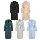 Long Straight Winter Coat with Rhombus Pattern Casual Sashes Women Parkas Deep Pockets Tailored Collar Stylish Outerwear