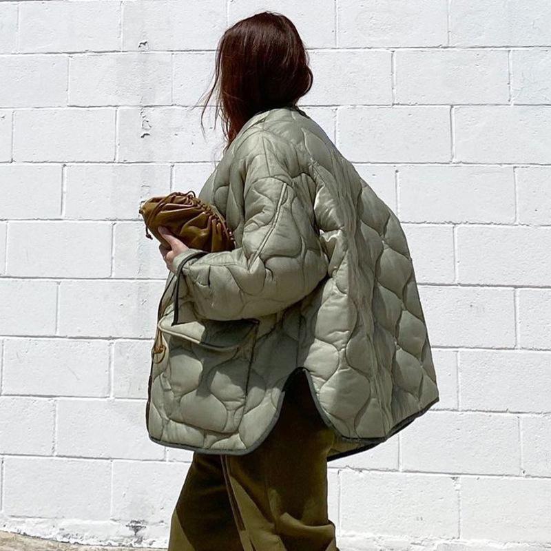 Parkas for Women Thick Warm Winter Jacket and Coats Big Pocket O Neck Army Green Padded Down Coat Loose Casual Female Outwear