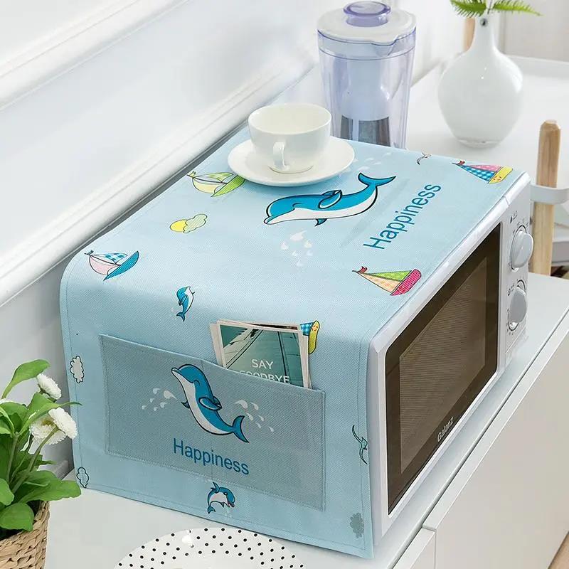 Universal Microwave Oven Cover Cloth Dust Cover with Storage Bag Oily Smoke and Dust-proof Towel