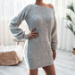 Sweater Women's One-shoulder Pullover Knitwear Mid-length Fluffy Casual Trend Sweater Dress European and American Style Jumper