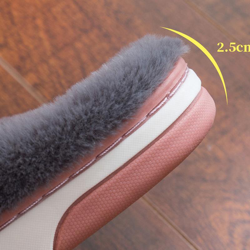 Slippers Women Leather Winter Windproof Warm Plush Memory Foam Home Slippers for Men House Shoes Plus Size