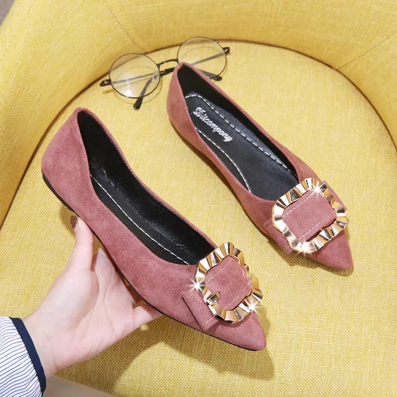 Temperament Pointed Toe Single Shoes Women Flat Shoes Peas Shoes Soft Sole Casual Single Shoes Comfortable Work Shoes