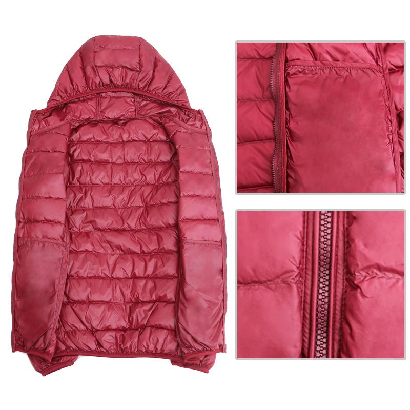 Women Autumn Winter Jacket Coat Hooded Casual Basic Jackets Womens Duck Down Warm Lightweight Waterproof Windproof M-5XL White Black Red