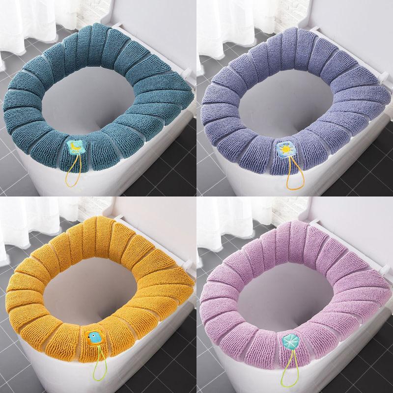 Toilet Seat Cushion Household Winter Thick Plush Toilet Cushion Toilet Cover Four Seasons General Plus Velvet Toilet Washer