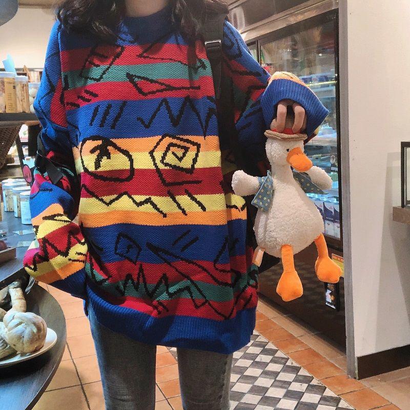 Sweater Women Loose Mid-length Casual Long-sleeved Fashion Pullover Autumn  Winter Sweater Outer Wear
