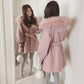 Women's Mid-length Woolen Coat with Waist and Woolen Collar Autumn and Winter Fashion Korean Small Thick Woolen Coat