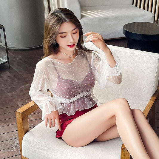 Swimsuit Women's Belly Slimming One-piece Blouse Two-piece Vacation Beach Swimwear Sweet and Cute One-piece Swimsuit