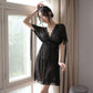 Plus Size Women's Sexy Mesh Nightdress Summer Transparent See-through Lace Suspenders Short-sleeves Two-wear Sexy Nightdress