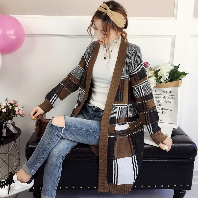 Autumn and Winter Sweater Loose Knit Mid-length Coat Fashion Simple Female Top