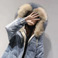 Long Gold Velvet Big Fur Collar Down Cotton Jacket Korean Winter Clothes New Fashion Loose