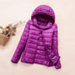 Winter Women Ultralight Thin Down Jacket White Duck Down Hooded Jackets Long Sleeve Warm Coat Parka Female Portable Outwear