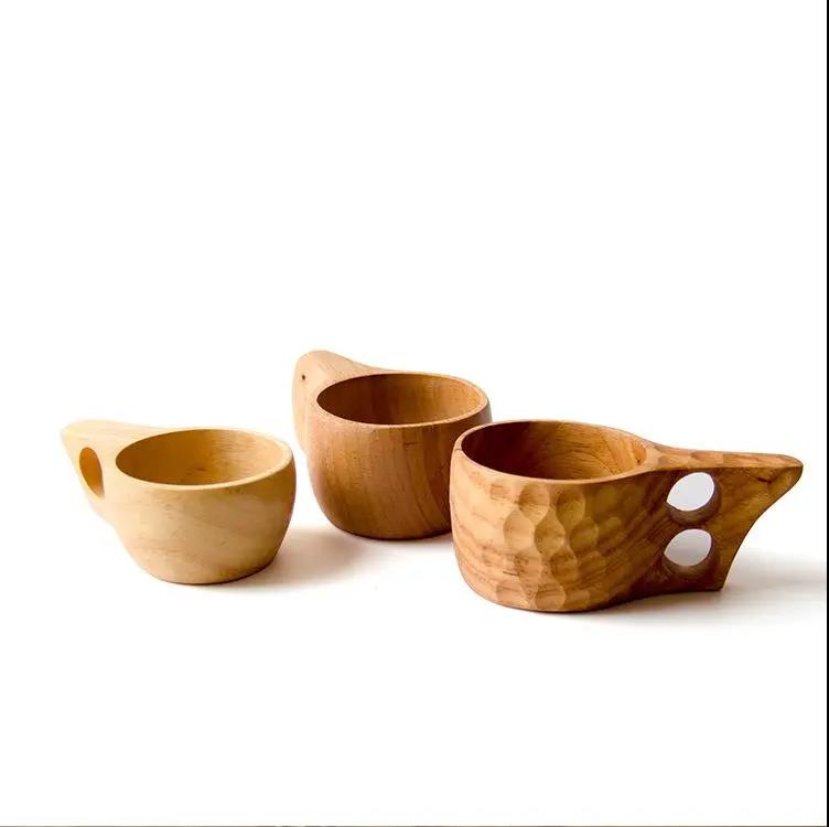 Japanese-Style Wood Coffee Mug  Portable Rubber Wooden Tea Milk Cups Drinking Mugs Drinkware Handmade Juice Lemon Teacup Gift