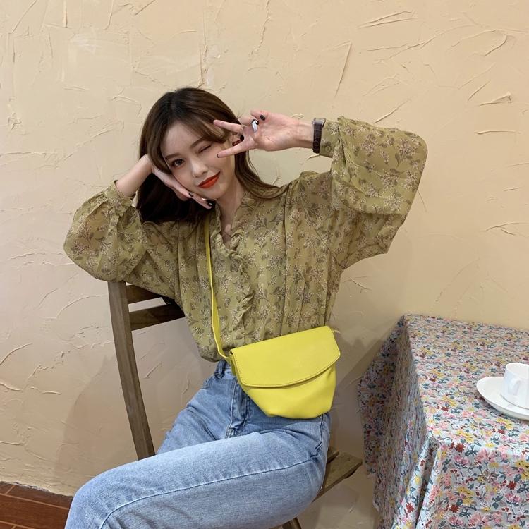 Korean Ladies Ladies Chiffon Floral Long Sleeve Shirts Women Long Sleeve Shirts