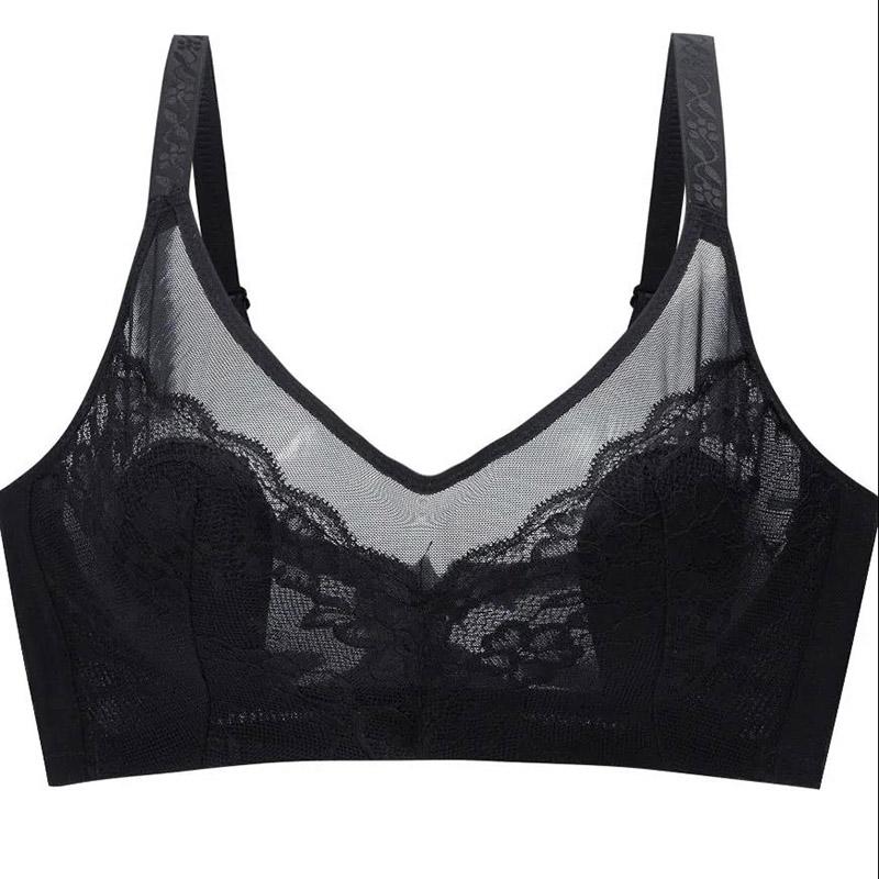 Summer Ultra-thin Sexy Lace No Steel Ring No Sponge Gathering Anti-sagging Breathable Skin-friendly Women's Underwear Bra