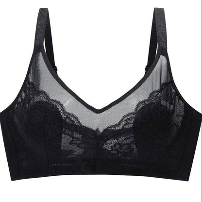 Summer Ultra-thin Sexy Lace No Steel Ring No Sponge Gathering Anti-sagging Breathable Skin-friendly Women's Underwear Bra