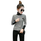 Black and white striped sweater women winter Turtleneck Pullovers long sleeve velvet thicken sweater