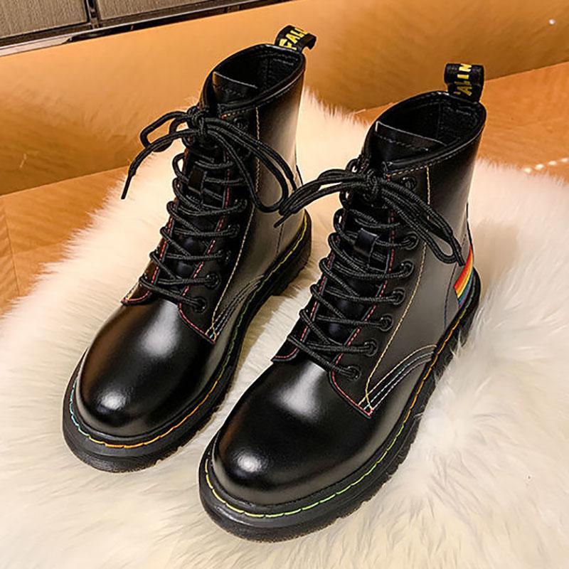 Martin Boots Women British Style Autumn and Winter Black Plush Boots Wild Thick-soled Motorcycle Short Boots Women