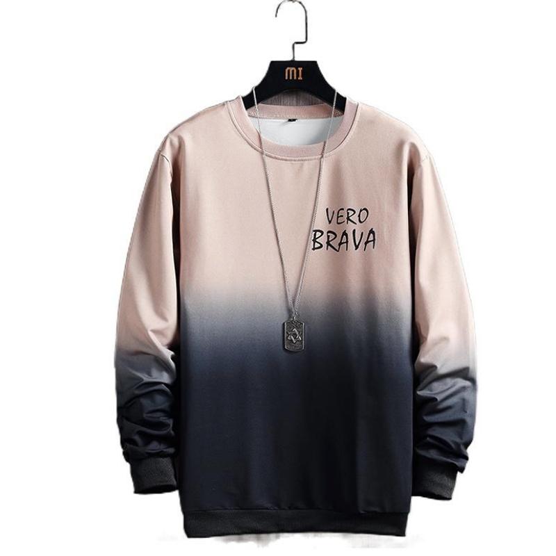 Youth Sweatshirts Men's Large Size Round Neck Trend Loose Casual Gradient Sweater Autumn Hedging