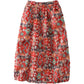 Women Large Size Cotton and Linen A-line Skirt Ethnic Style Printed Short Skirt Knee-length Enthusiasm