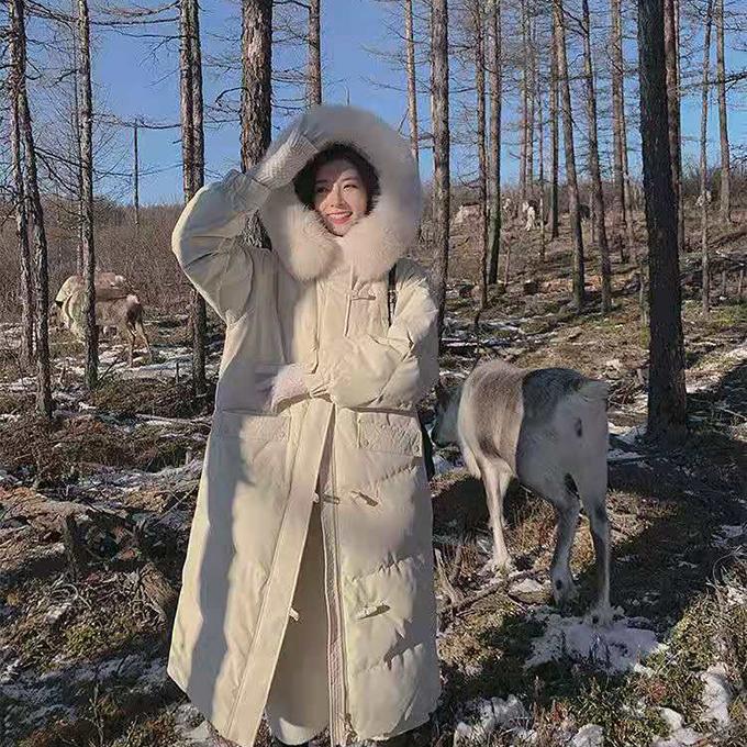Good Quality Winter Cotton-padded Jacket Women's Mid-length Down Padded Jacket Thickened Warmth Over The Knee Large Fur Collar Padded Jacket