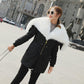 Womens Casual Long Sleeves Faux Fur Winter Jacket Parka Hooded Coat Fishtail Black Overcoat