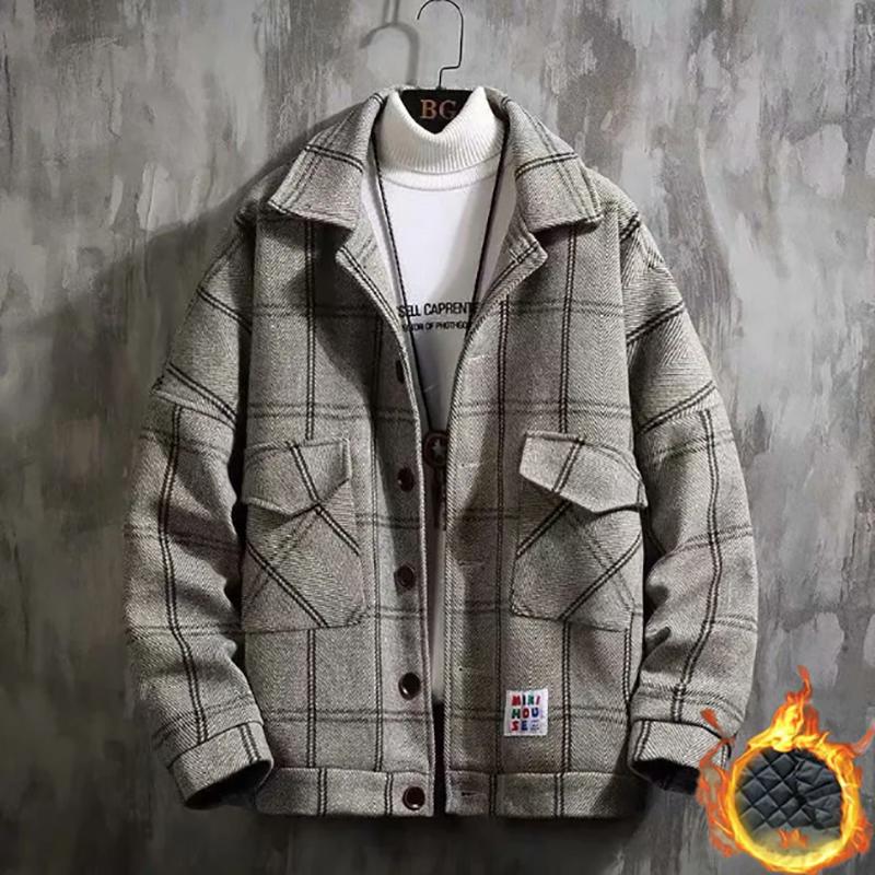 Cotton Thick Woolen Coat Men's Autumn and Winter Loose Korean Style Trendy Woolen Jackets
