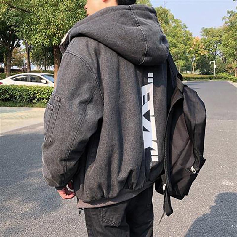 Lamb Wool Cotton Jacket Men's Plus Velvet Thick Denim Cotton Jacket Autumn and Winter Jacket Quilted Jacket Warm Outerwear