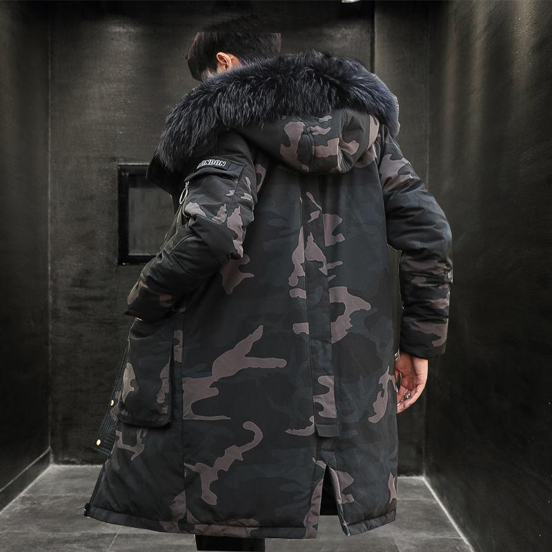 Thick White Duck Down Jacket Men's Mid-length Over-the-knee Youth Plus Size Casual Jacket Trend Must-have